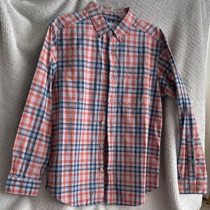 Men's Plaid Button-Down Shirt - Orange and Blue Small Columbia 100%cotton.